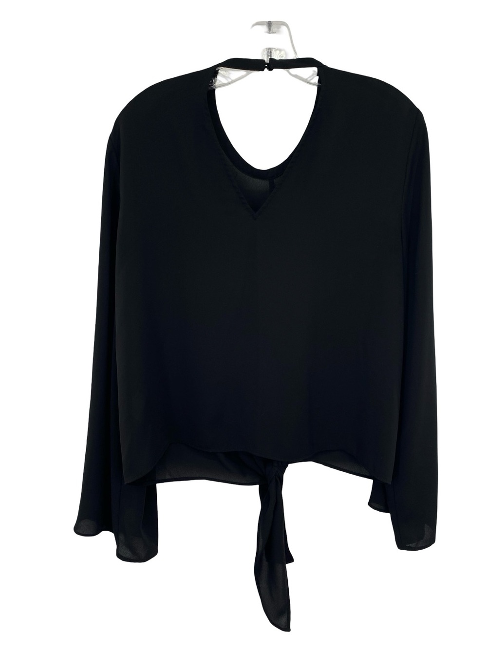 Madewell Black Bell Sleeve Tie Top Blouse Large - Picture 8 of 11